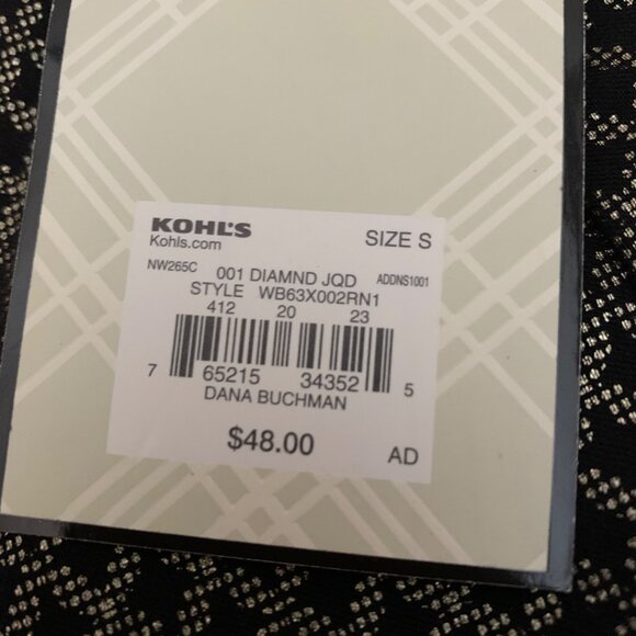 NWT Dana Buchman Slim Straight Mid Rise Black/Gold Diamond Jacquard Pants SZ S - Picture 3 of 6